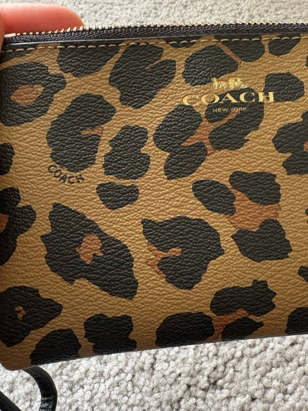 Coach Leopard Print Wristlet in Brown and Black - Picture 5 of 8